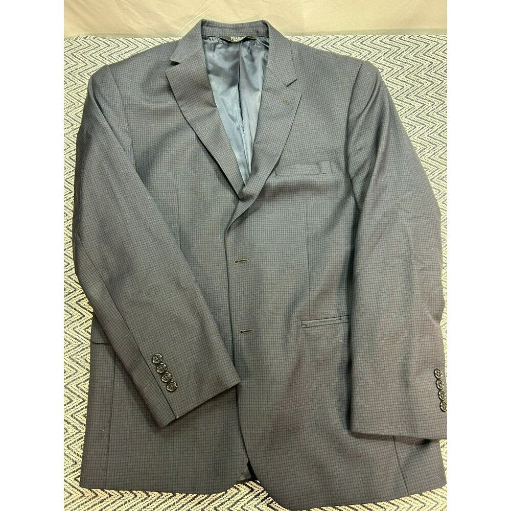 Jos. A. Bank Men's Tailored Fit 2-Button Suit Jacket 41R Blue and Black Plaid 10